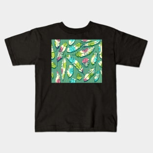 Vintage Feathers (emerald) Kids T-Shirt